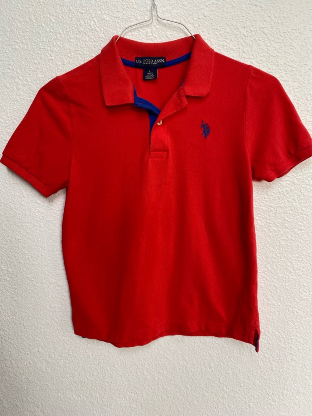 U.S. Polo Assn. Bright Red Polo with Blue Logo Trim